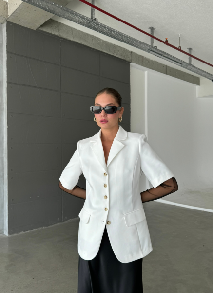 BEYAZ DOUBLE KUMAŞ BLAZER