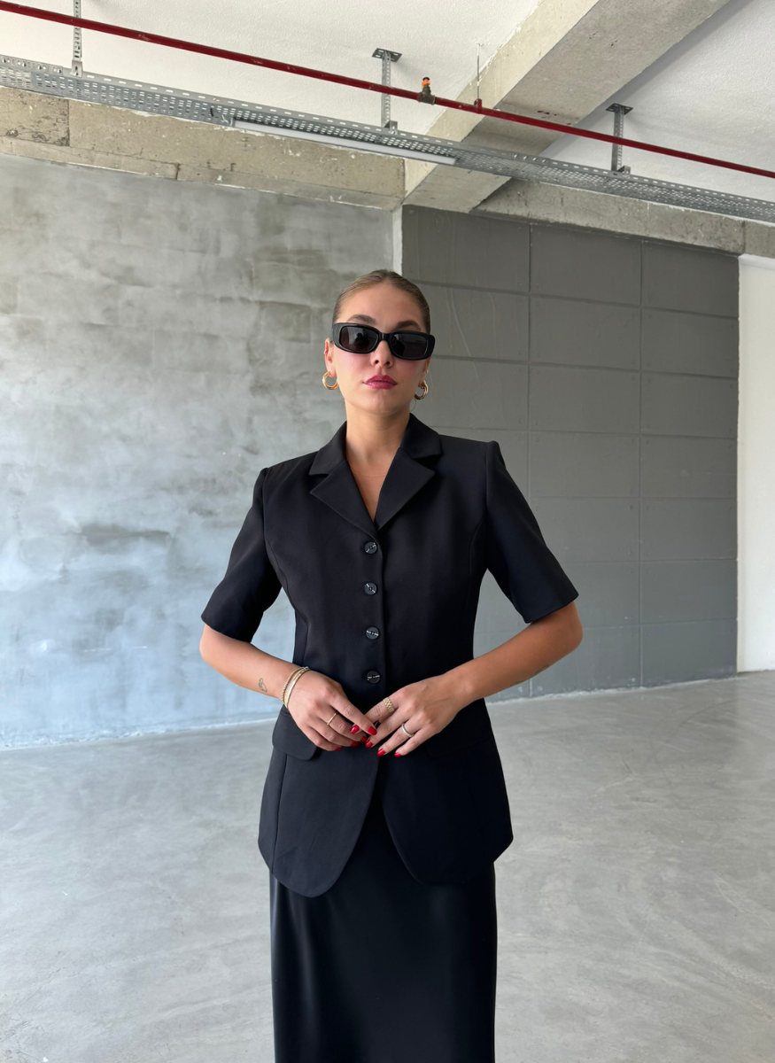 SİYAH DOUBLE KUMAŞ BLAZER