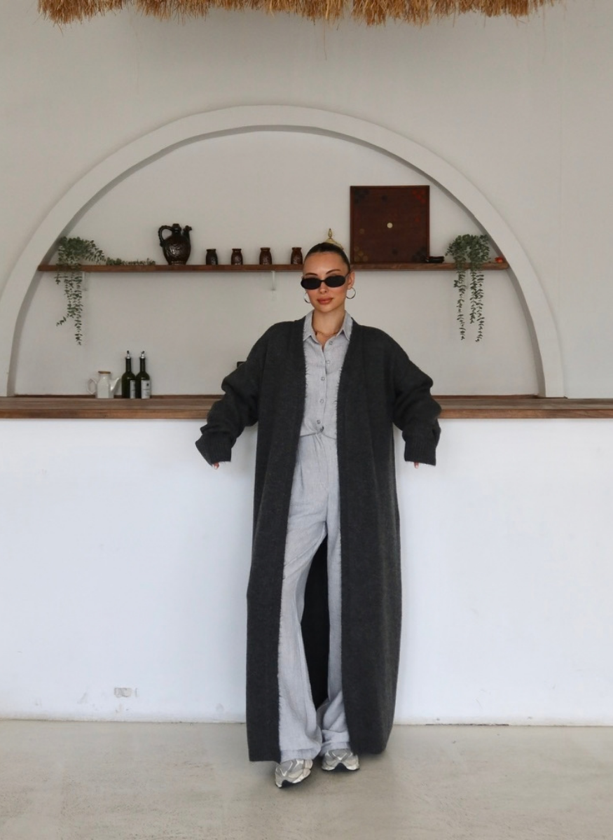 ANTRASİT PAMUK TRİKO HIRKA