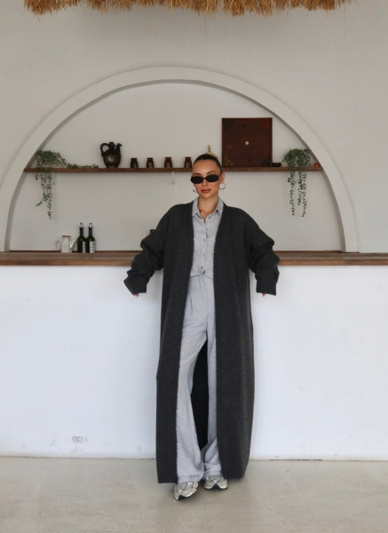 ANTRASİT PAMUK TRİKO HIRKA