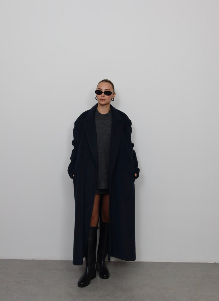 LACİVERT KEMERLİ KAŞE KABAN