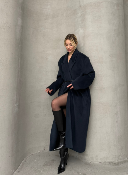 LACİVERT KEMERLİ KAŞE KABAN