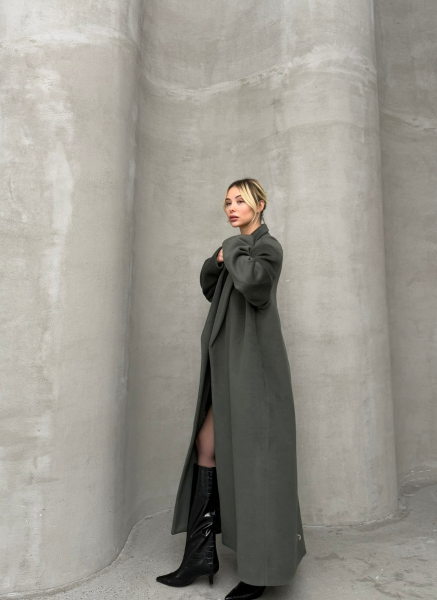 HAKİ KEMERLİ KAŞE KABAN