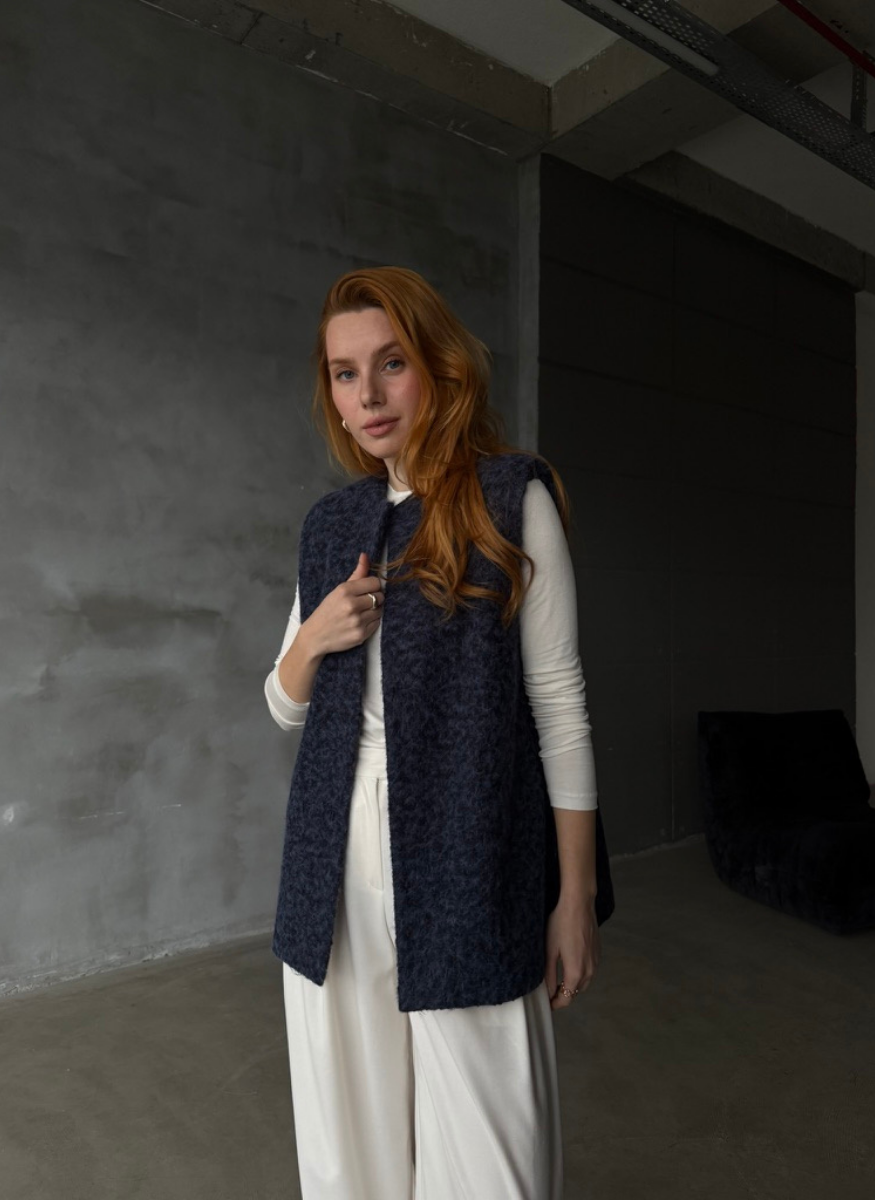 LACİVERT KAŞE YELEK
