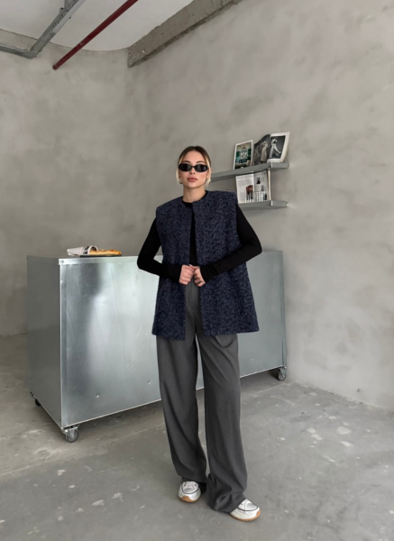 LACİVERT KAŞE YELEK