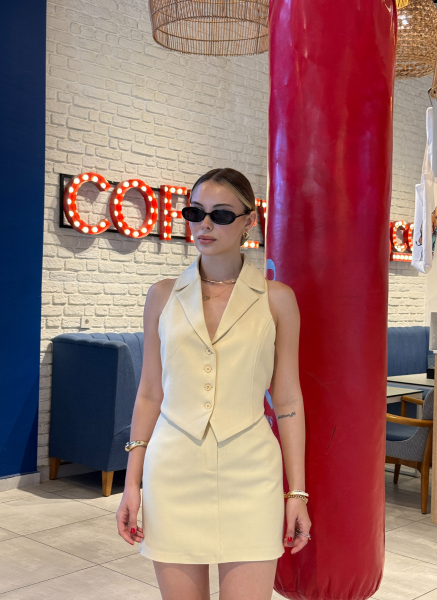 SARI CUT OUT YELEK