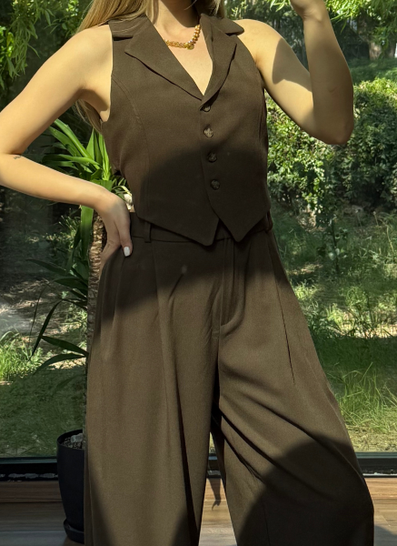 KAHVE CUT OUT YELEK
