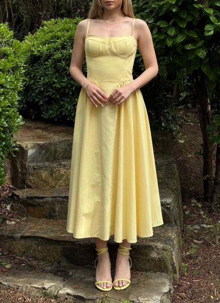 SARI POPLİN ELBİSE