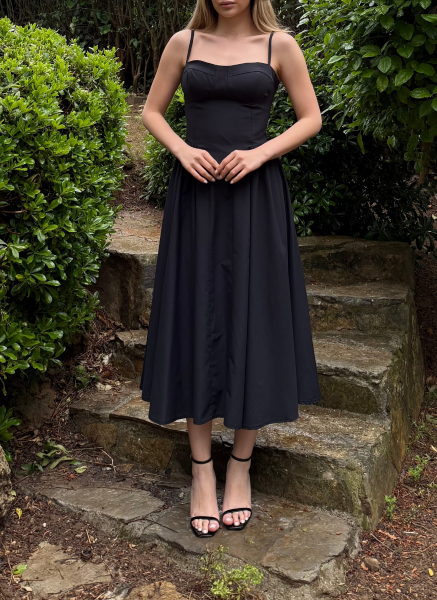 SİYAH POPLİN ELBİSE