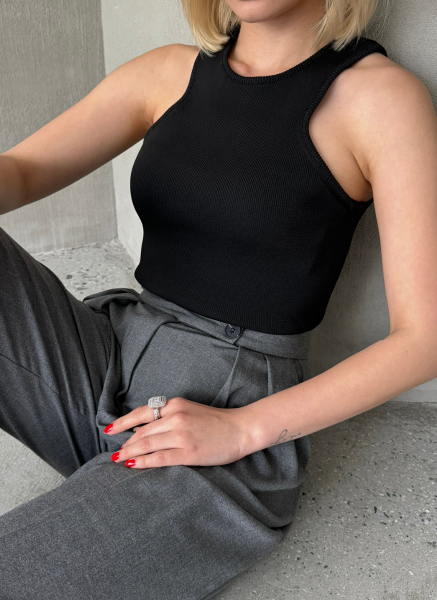 SİYAH HALTER YAKA BLUZ