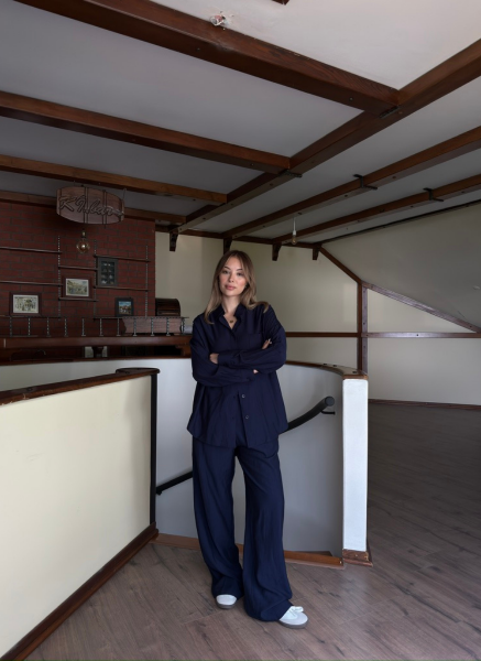 LACİVERT KETEN TAKIM