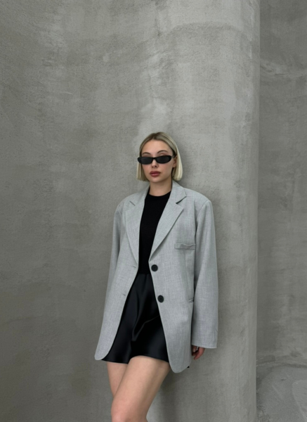 GRİ ÇİFT YIRTMAÇLI BLAZER