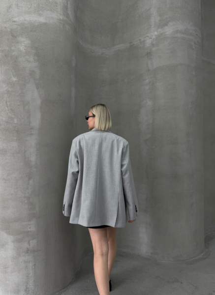 GRİ ÇİFT YIRTMAÇLI BLAZER