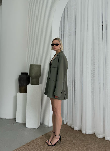 HAKİ ÇİFT YIRTMAÇLI BLAZER