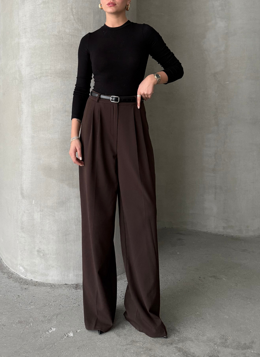 KAHVE PALAZZO PANTOLON