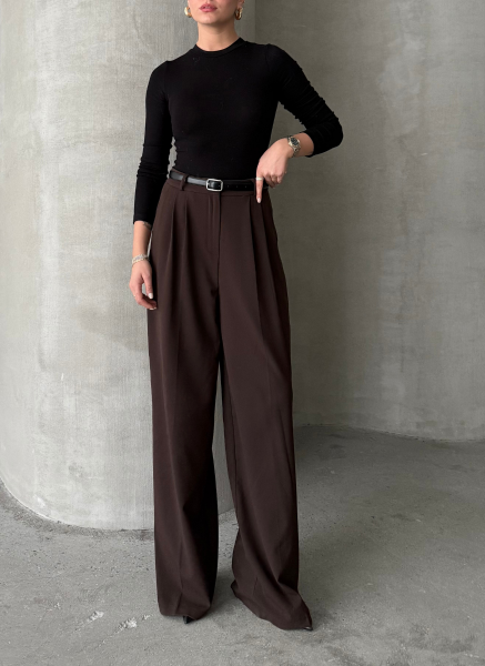 KAHVE PALAZZO PANTOLON