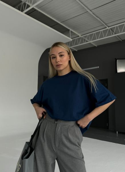 İNDİGO OVERSIZE BASIC T-SHIRT