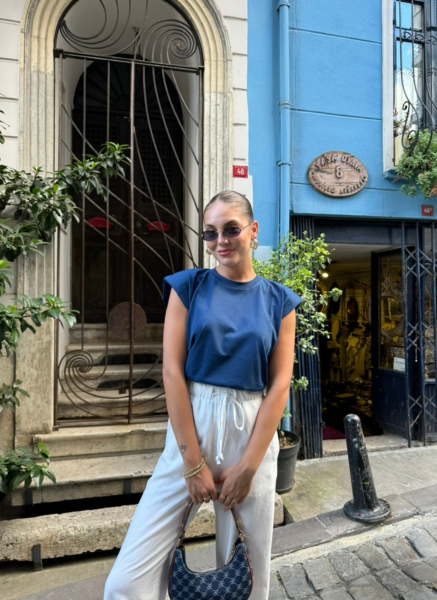 MAVİ VATKALI T-SHIRT