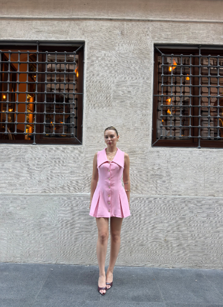 PEMBE DOUBLE ELBİSE