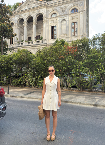 BEYAZ DOUBLE ELBİSE