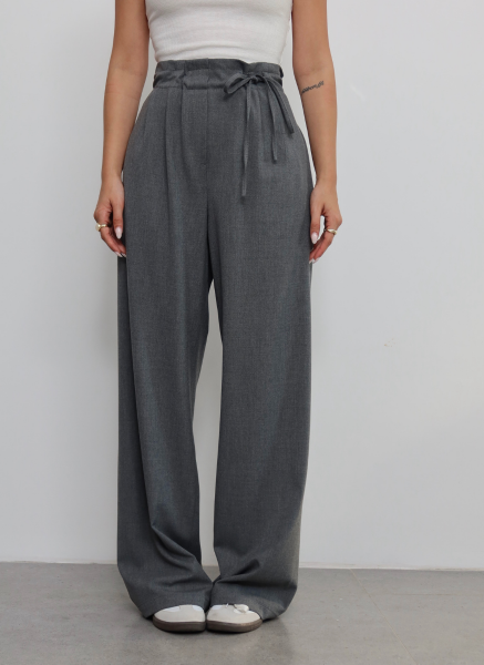 GRİ BELDEN BAĞLAMALI PANTOLON