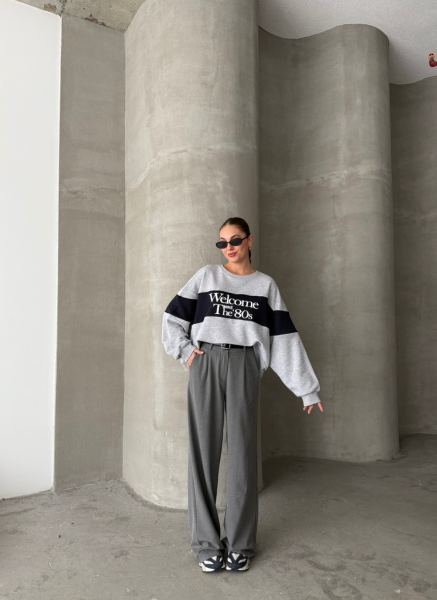 GRİ ÇİFT BEL PENTOLON