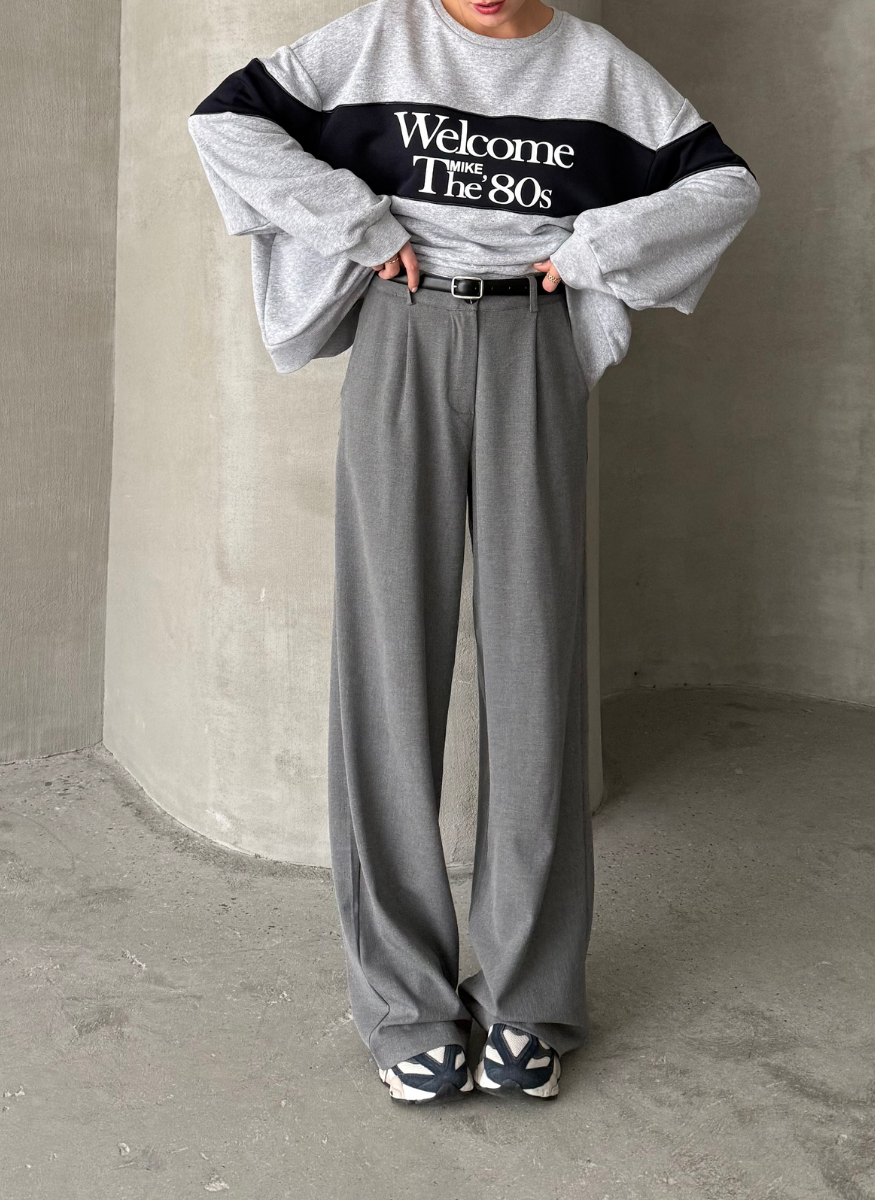 GRİ ÇİFT BEL PENTOLON