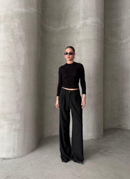 SİYAH ÇİFT BEL PANTOLON