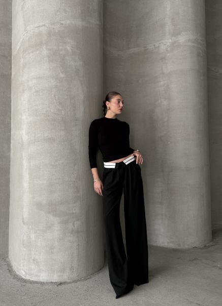 SİYAH ÇİFT BEL PANTOLON