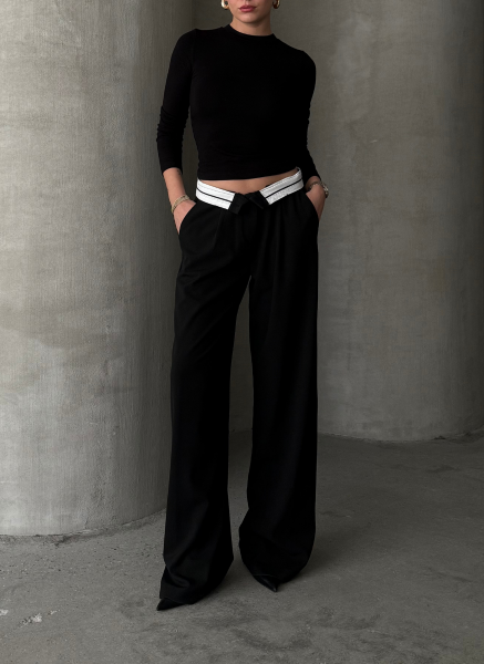 SİYAH ÇİFT BEL PANTOLON