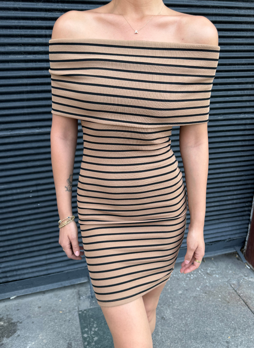 CAMEL ÇİZGİLİ ELBİSE