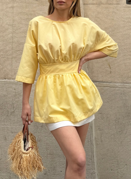 SARI POPLİN GÖMLEK