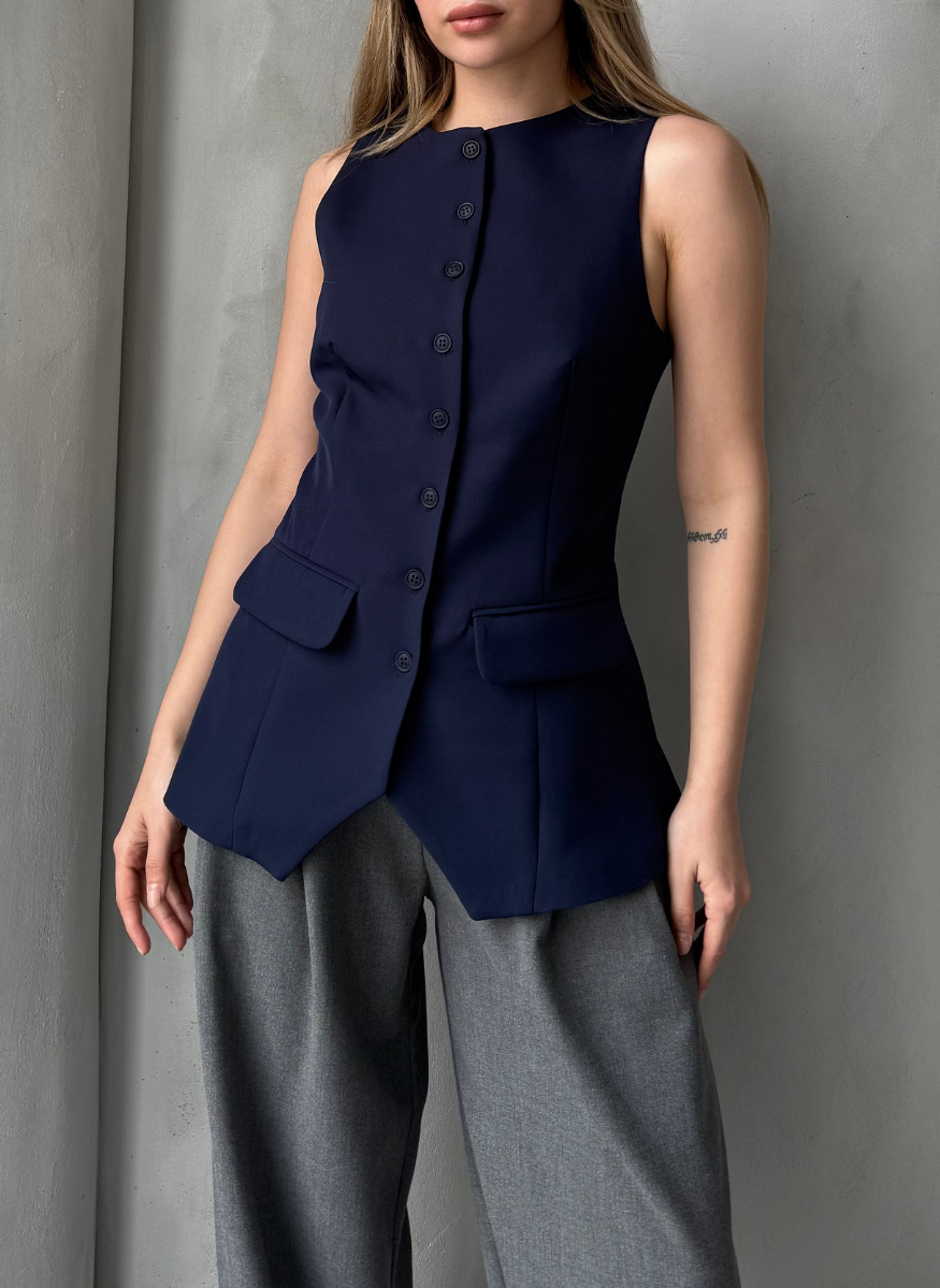 LACİVERT DOUBLE YELEK