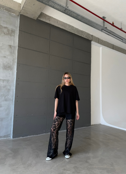 SİYAH DANTEL PANTOLON