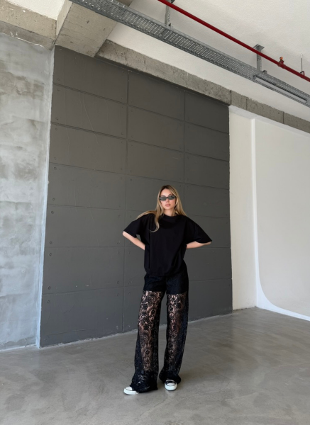 SİYAH DANTEL PANTOLON