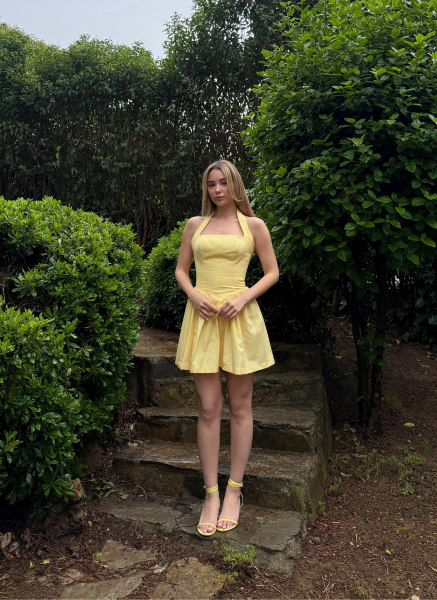 SARI HALTER YAKA ELBİSEE