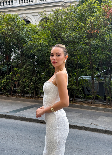 BEYAZ DANTEL ELBİSE