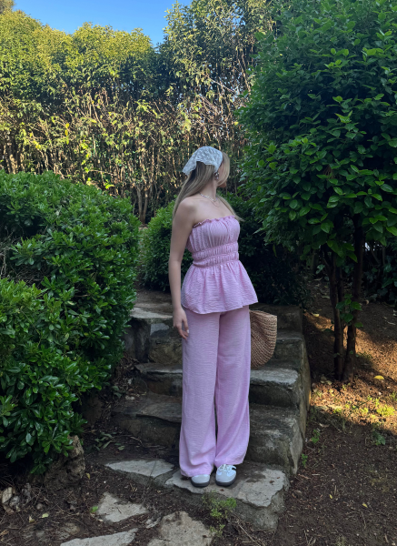 PEMBE BİYELİ STRAPLEZ TAKIM