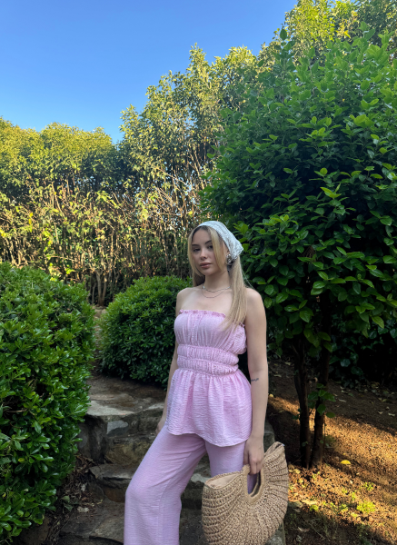 PEMBE BİYELİ STRAPLEZ TAKIM