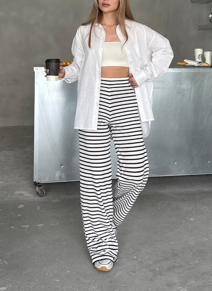 BEYAZ ÇİZGİLİ PANTOLON