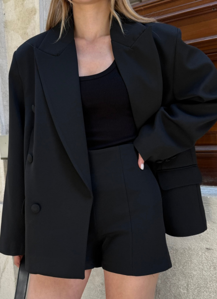 SİYAH ŞORT BLAZER CEKET TAKIM