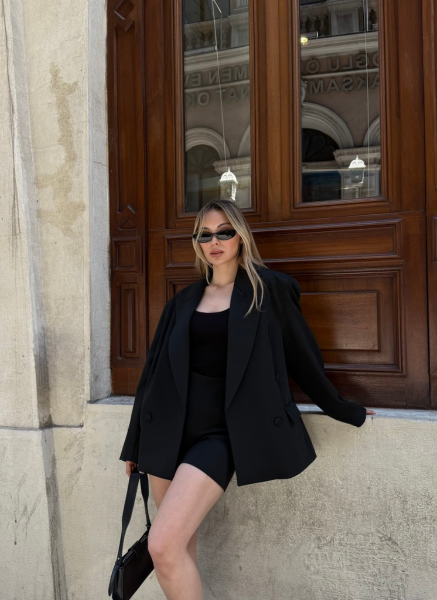 SİYAH ŞORT BLAZER CEKET TAKIM