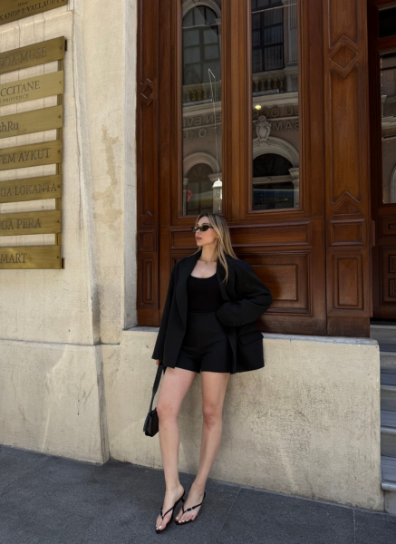 SİYAH ŞORT BLAZER CEKET TAKIM