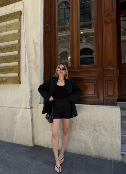 SİYAH ŞORT BLAZER CEKET TAKIM