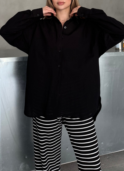 SİYAH OVERSİZE GÖMLEK