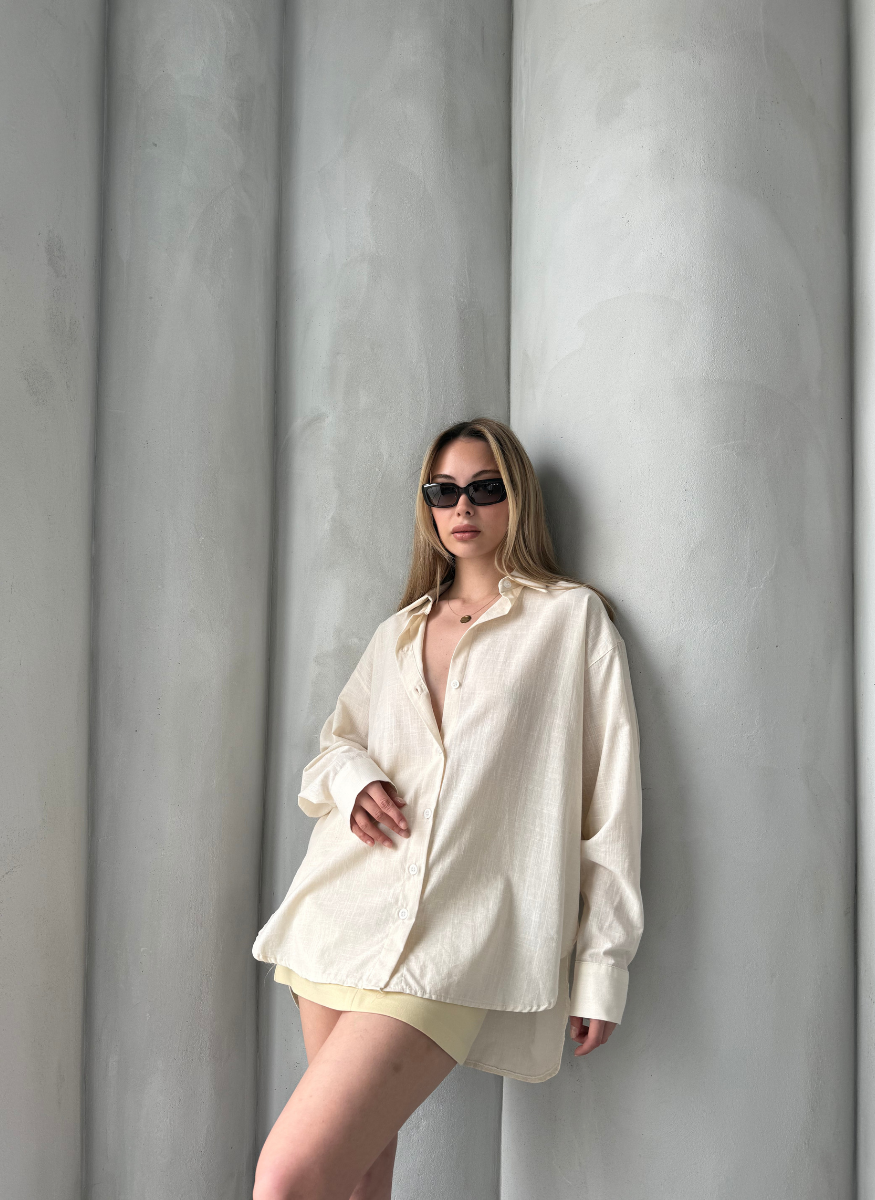 BEJ OVERSİZE GÖMLEK