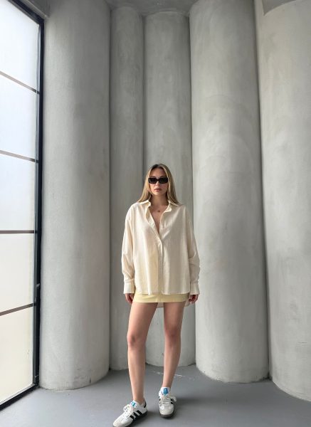 BEJ OVERSİZE GÖMLEK