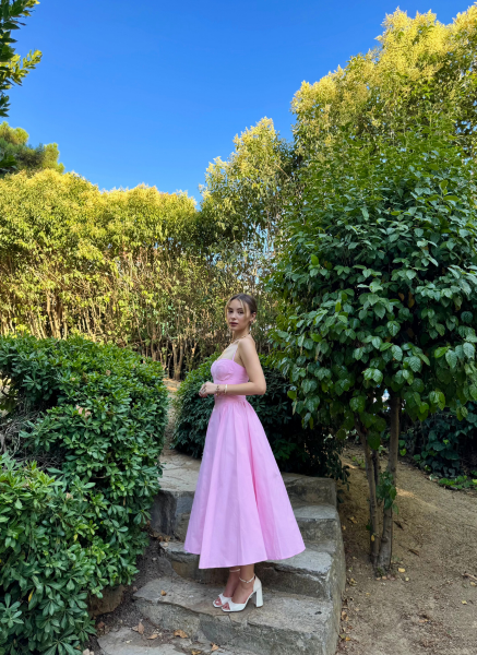 PEMBE POPLİN ELBİSE