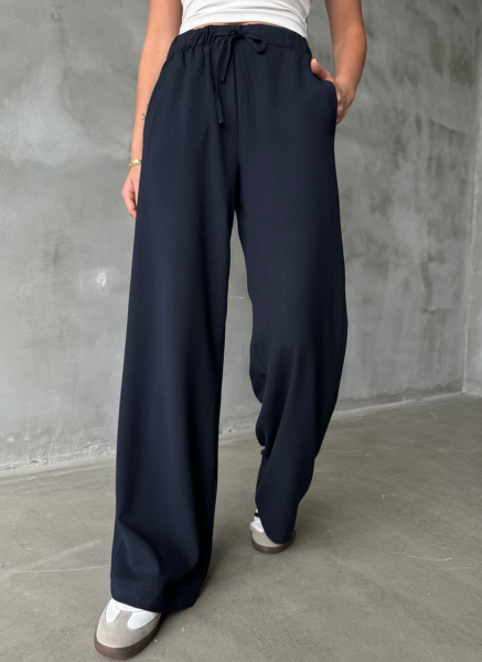 LACİVERT BELİ LASTİKLİ PANTOLON