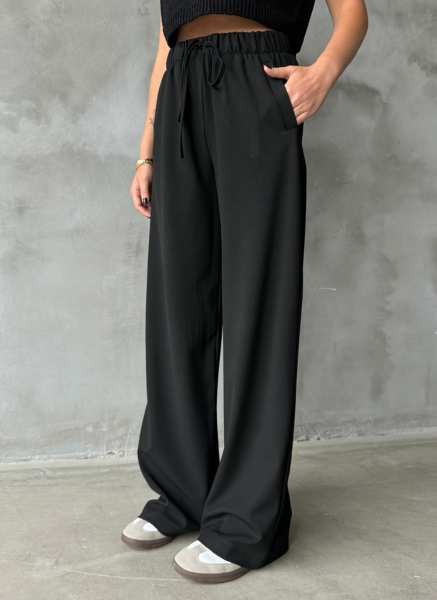 SİYAH BELİ LASTİKLİ PANTOLON
